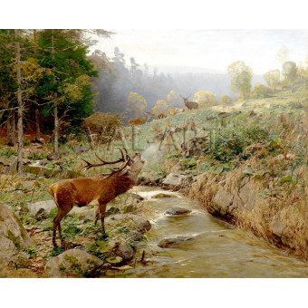 РЕПРОДУКЦИИ НА КАРТИНИ Стадо елени на планинска поляна (1899)